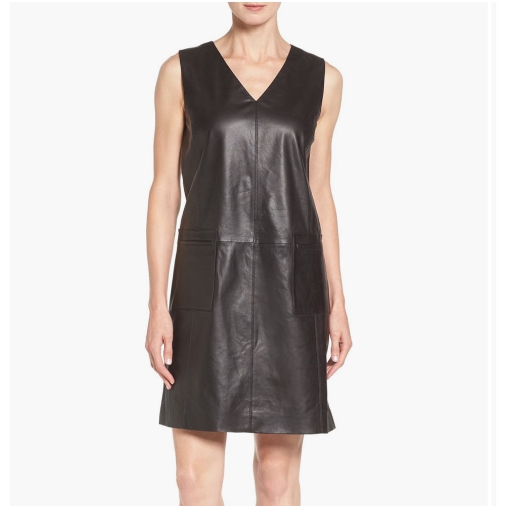 Halogen $200 Leather Shift Dress Size XL